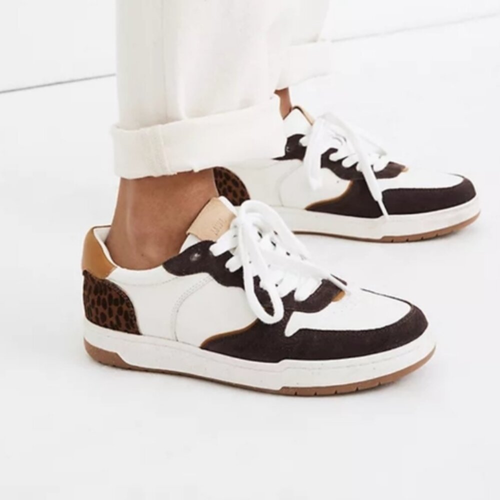 Madewell Court Sneakers in Leather and  Calf Hair Size 8